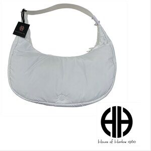 House of Harlow 1960 - Crescent Nylon Zip Hobo Shoulder Bag- White -NWT
